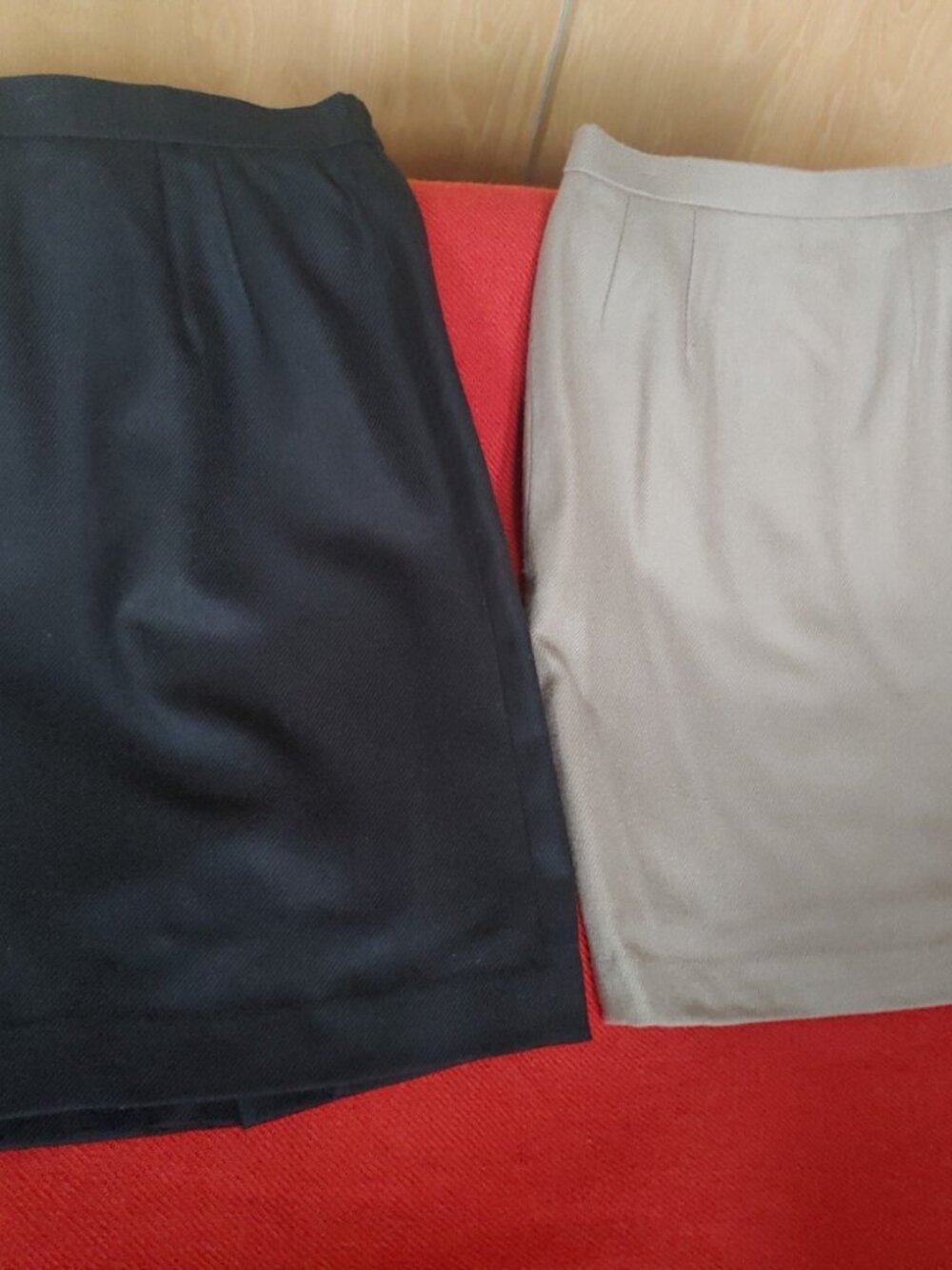 Vintage Japan Wool Black & Beige Pencil Skirt Two 2 Skirts Fully lined RARE